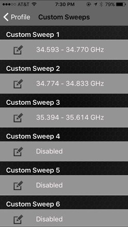 Custom Sweeps Settings