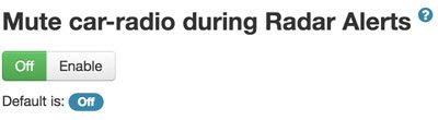 Mute car radio during radar alerts