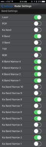 Redline EX Escort Live Settings 2 Band Settings