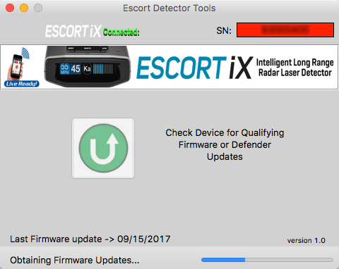 Updating the Escort iX with Detector Tools