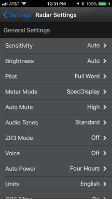 Escort iX Escort Live settings