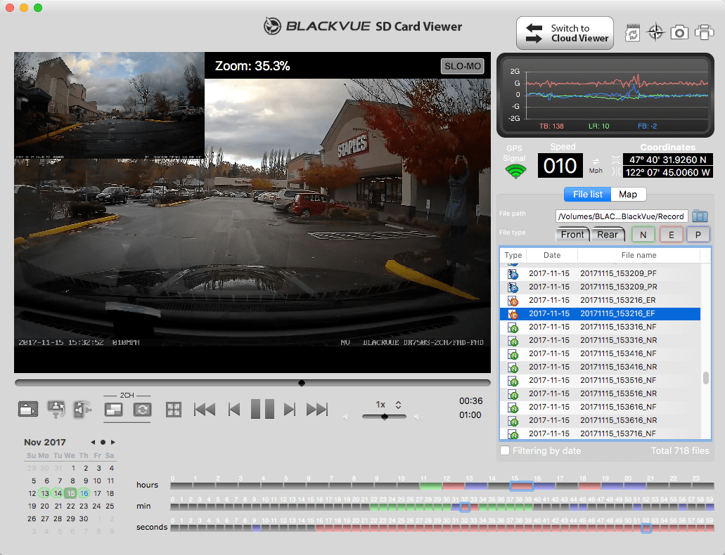 Blackvue DR750S-2CH Review Software Screenshot