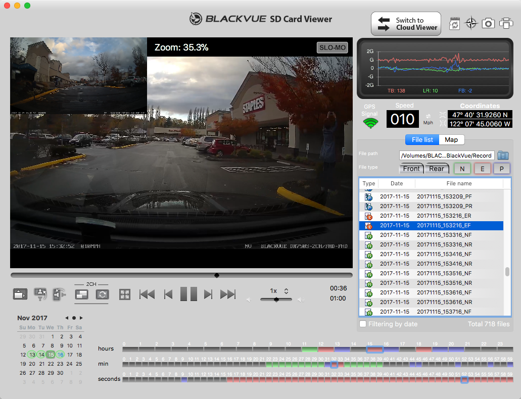 Blackvue DR750S-2CH Review Software Screenshot