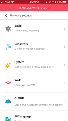 Blackvue DR750S-2CH Review Settings WiFi App