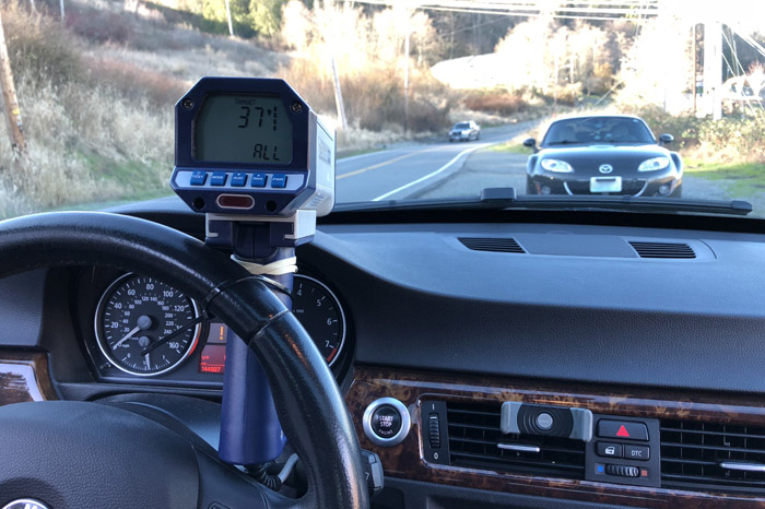 Falcon HR radar gun testing setup