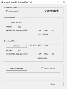 Uniden R1 and R3 update software 1.37