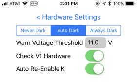 V1Driver Hardware Settings