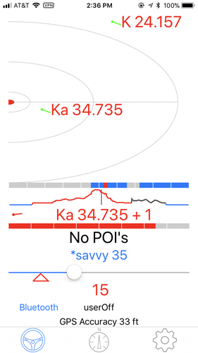 V1Driver Main screen Demo with two signals Bogey Map