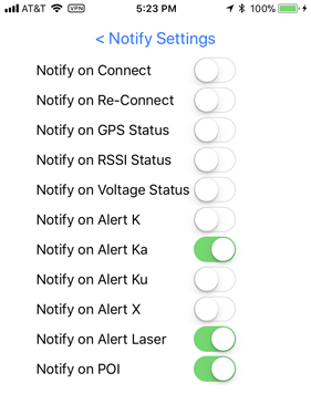 V1Driver Notify Settings