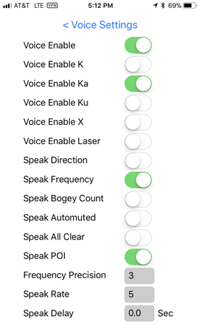 V1Driver Voice Settings