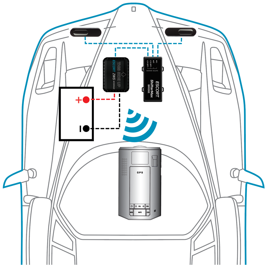 Escort ZW5 wireless car diagram