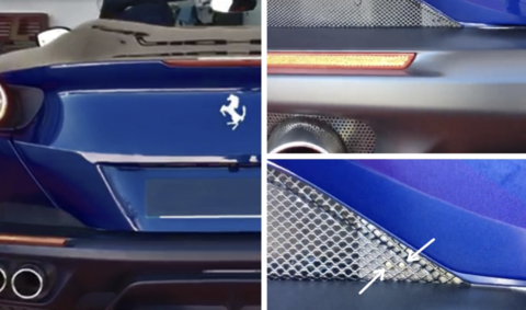 Stinger Fibers laser jammers installed in a Ferrari grill