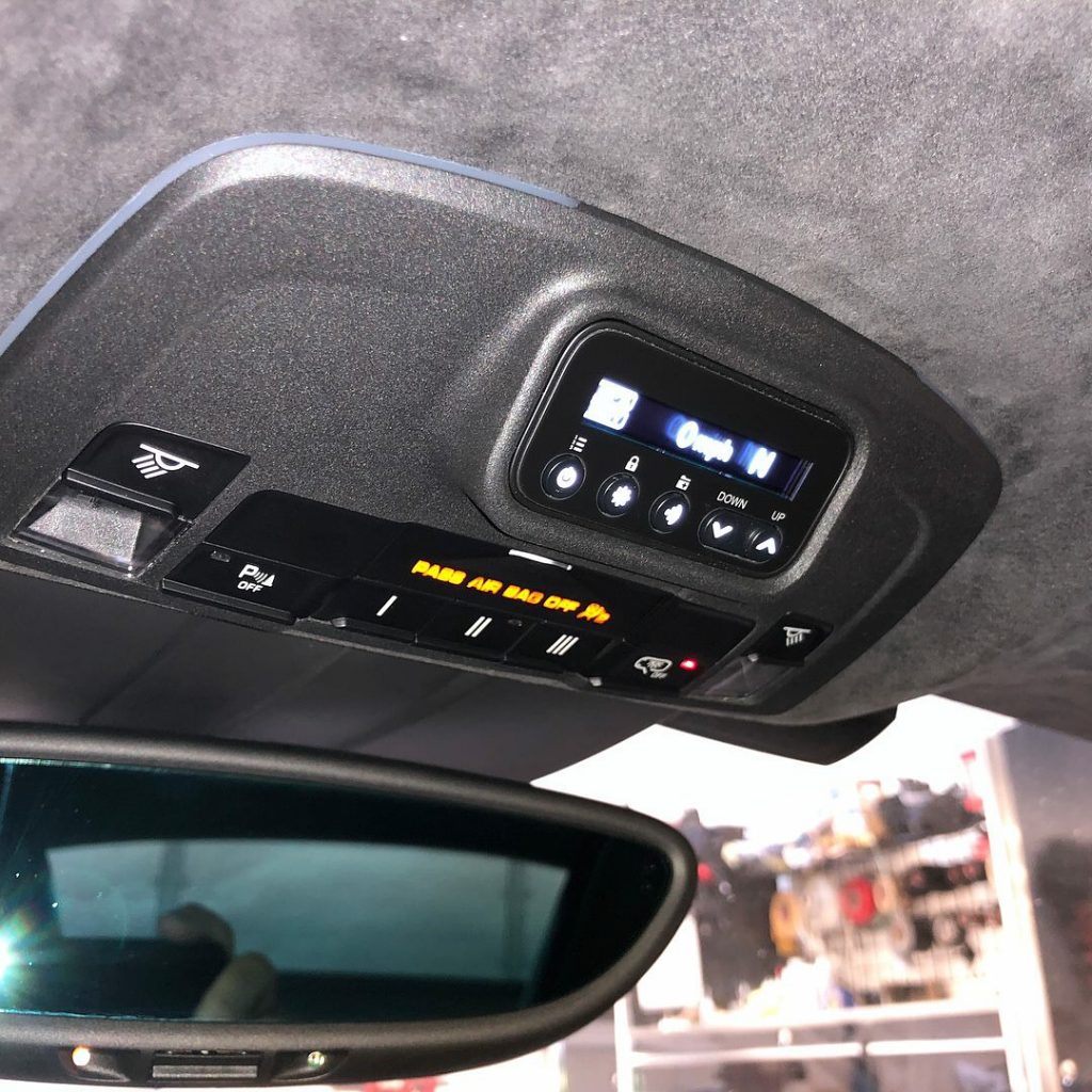 Radenso RC M installed in Porsche headliner, by JK Automotive