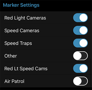 Redline 360c Escort Live Marker Settings