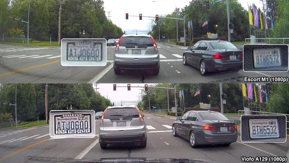 Escort M1 vs Viofo A129 license plate comparison