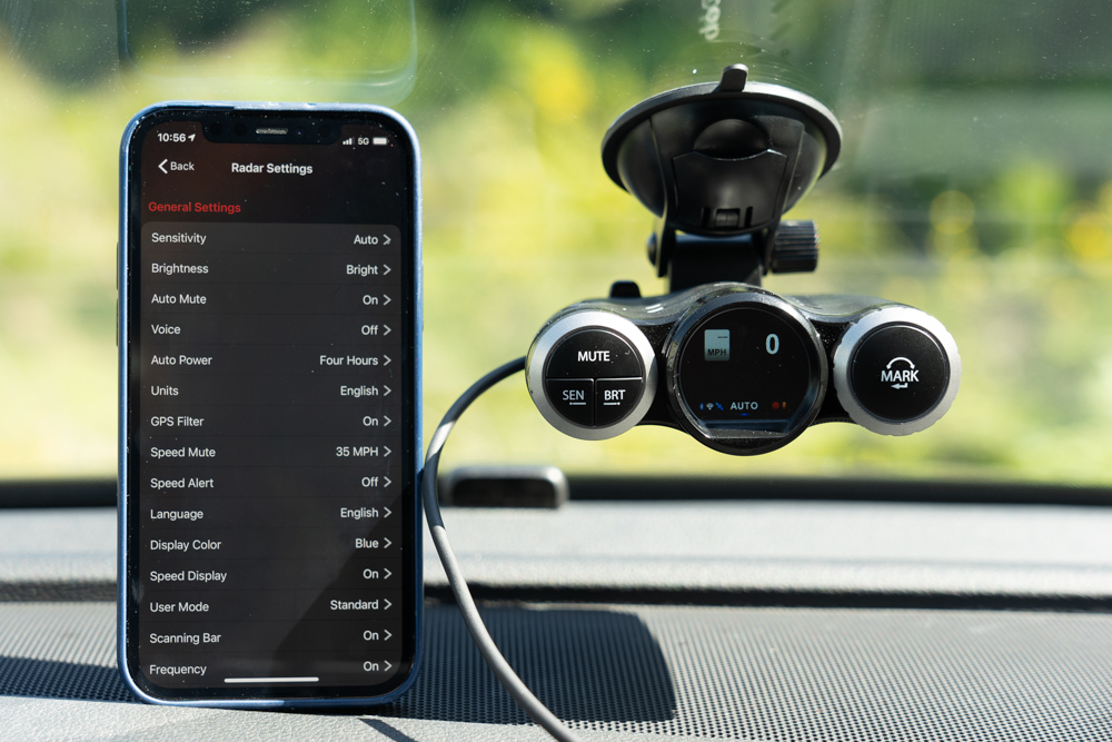 Cobra Road Scout with iPhone iRadar settings