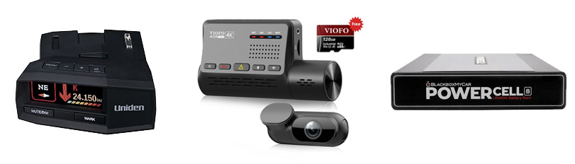 Uniden R8, Viofo A139 Pro 2CH, BlackboxMyCar Powercell 8