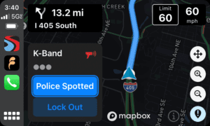 Drive Smarter CarPlay, K band alert 3 dots