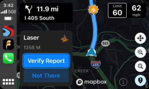 Drive Smarter CarPlay, Laser cloud alert 1358m