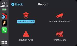 Drive Smarter CarPlay, report alerts