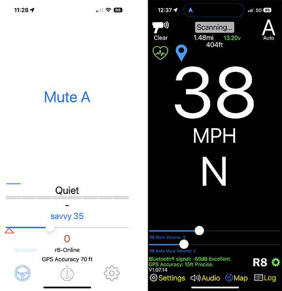 V1Driver and R8 Companion, idle screens