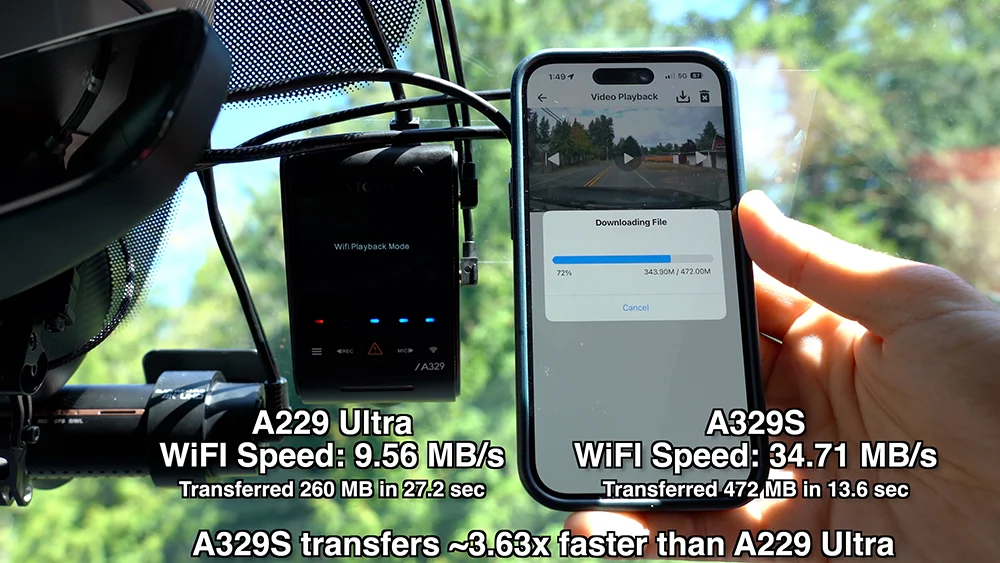 Viofo A229 Ultra vs A329S WiFi transfer speed comparison