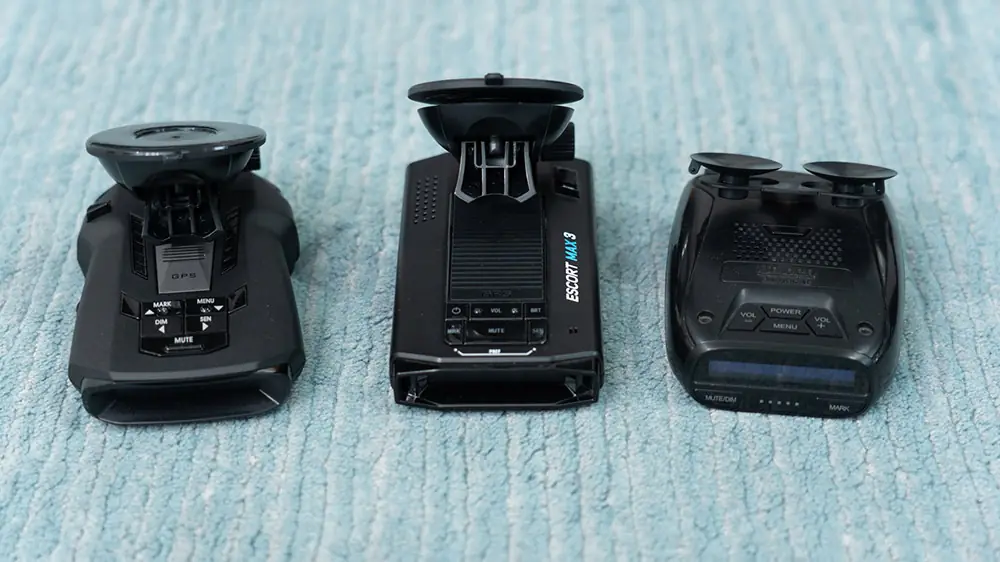 Cobra RAD 700i, Escort Max 3, and Uniden DFR7